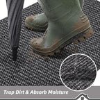 BEQHAUSE Dirt Trapper Door Mat 32" x 48" Half Circle Non Slip, Charcoal | - Image 3