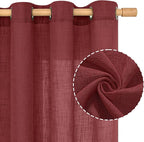 90 inch Red Linen Curtains for Living Room 2 Panels, Light Filtering Christmas - Image 2