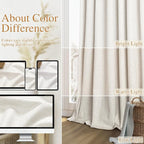 Beige White 100% Blackout Linen Curtains 72 Inch Length 2 Panels Set - Image 7