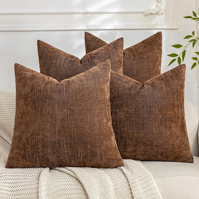 Set of 4 Soft Textured Decorative Throw Pillow Covers 20x20 Inch Cozy Farmhouse by Cozoomy