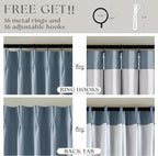 Dusty Blue 100% Black Out Pinch Pleated Linen 63 Inch Curtains - Image 5