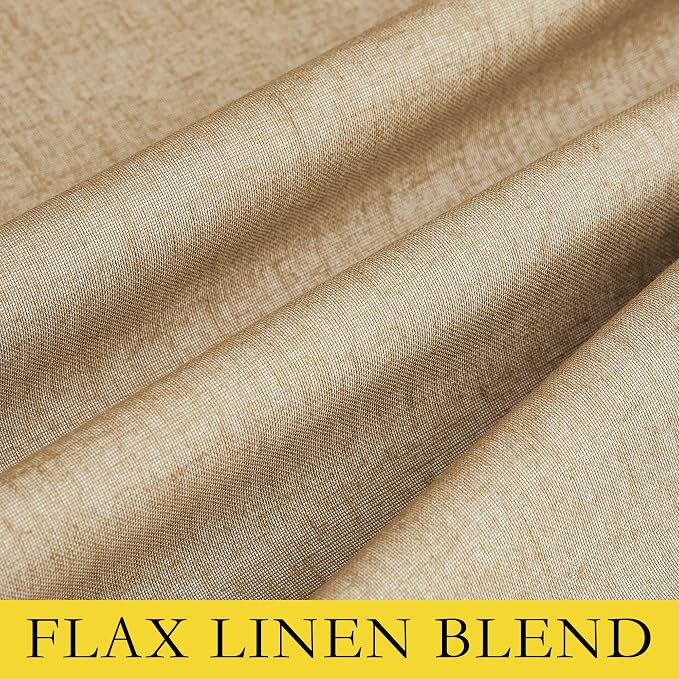 NICETOWN 100% Blackout Camel Linen Curtains 90 inches Length - Image 7