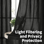 YoungsTex Linen Black Curtains 84 Inch Length 2 Panels - Image 2