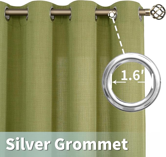 Moss Green Linen Curtains 90 Inch Long - Image 5