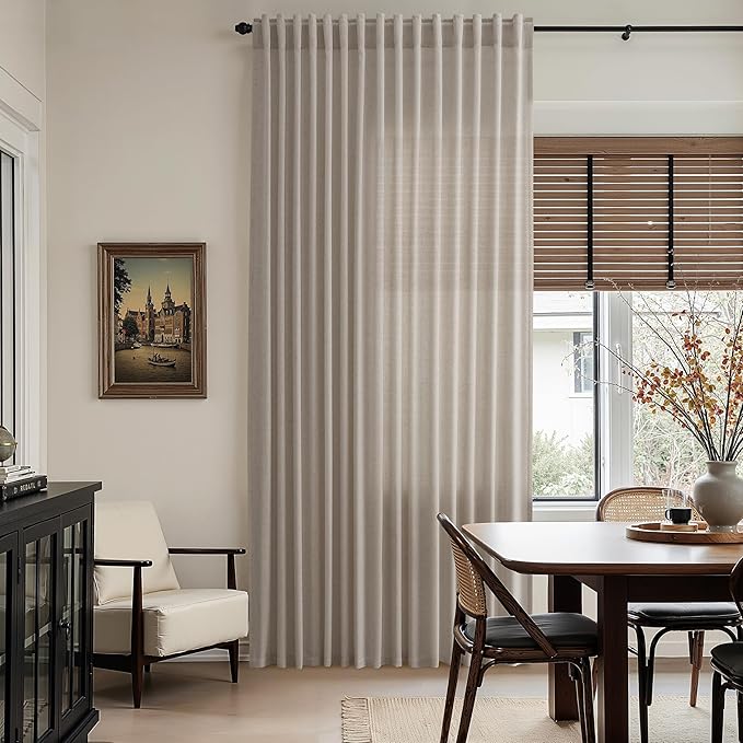Ecru Linen Curtains 132 Inch Length - Image 4