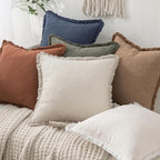 MIULEE Linen Decorative Euro Throw Pillow Covers Light Olive Green 24x24 | Set - Image 6