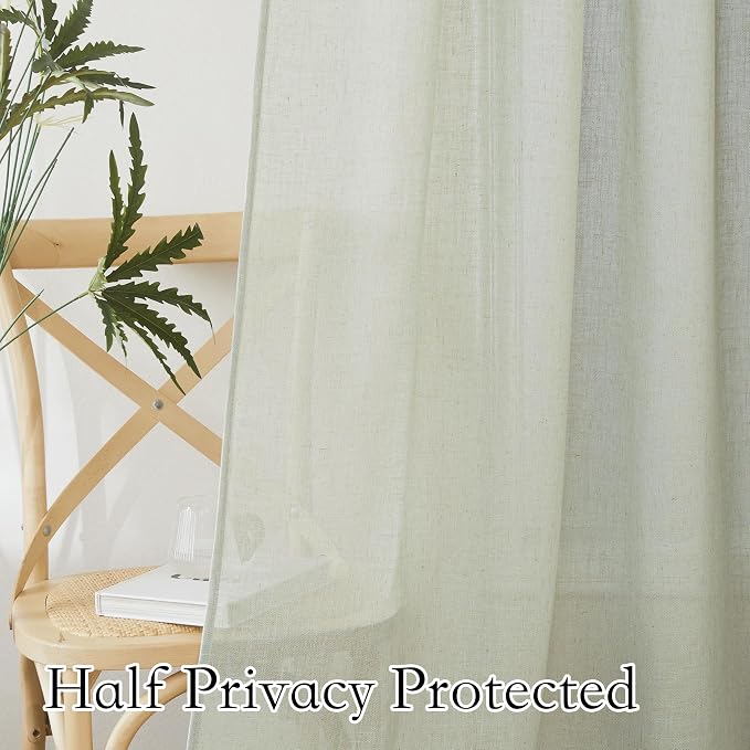 RYB HOME Linen Semi Sheer Curtains - Image 4