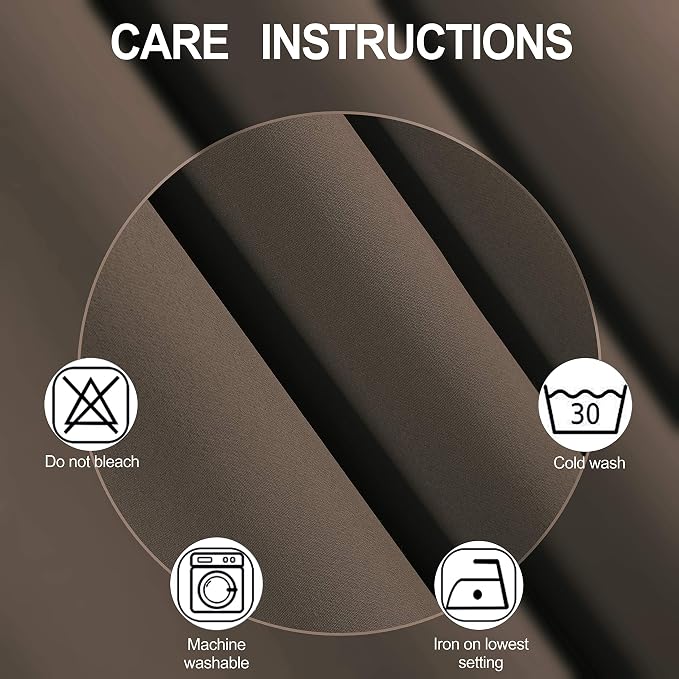 Chocolate Brown Blackout Curtains 40 x 63 Inch Length/Set of 2 Curtain - Image 4