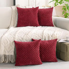 Set of 4 Burgundy Decorative Throw Pillow Covers 16x16 Inch Corduroy Pillow - Image 2