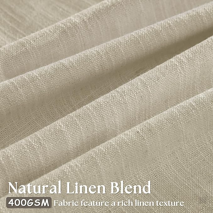 90 Inch Beige Flax Linen Curtains Pinch Pleated 2 Panels Set | Memory Training - Image 3