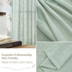 Short Linen Window Curtains 40 Inch Length 2 Panels, Light Sage | Semi Sheer - Image 6