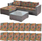 CALBODE 14Pcs Stretch Patio Cushion Cover, Bohemian Geometric Pattern | by CALBODE