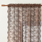 YJ YANJUN Vintage Lace Curtains 108 Inches Long-Victorian Floral Pattern Brown - Image 4