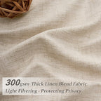 Natural Pinch Pleated Linen Curtains 92 Inches Long 2 Panels Set - Image 2