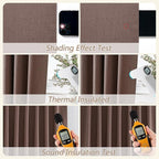 Cappuccino 100% Blackout Linen Curtains 108 Inch Length 2 Panels Set - Image 5