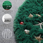 Dark Green Round Area Rugs 5ft, Fluffy Soft Bedroom Circle Rug - Image 2