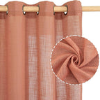 Terracotta Linen Sheer Curtains 80 Inch Length - Image 2