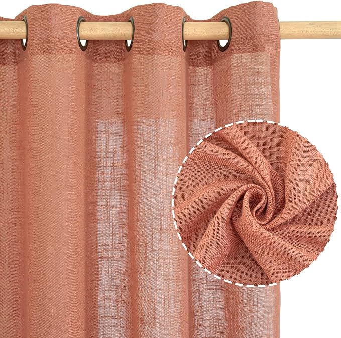 Small Window Linen Curtains 36 inches Long, Light Filtering Linen Textured - Image 2