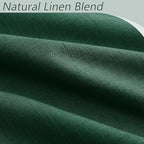 Dark Green 100% Blackout Linen Curtains 84 Inch Length 2 Panels Set - Image 3