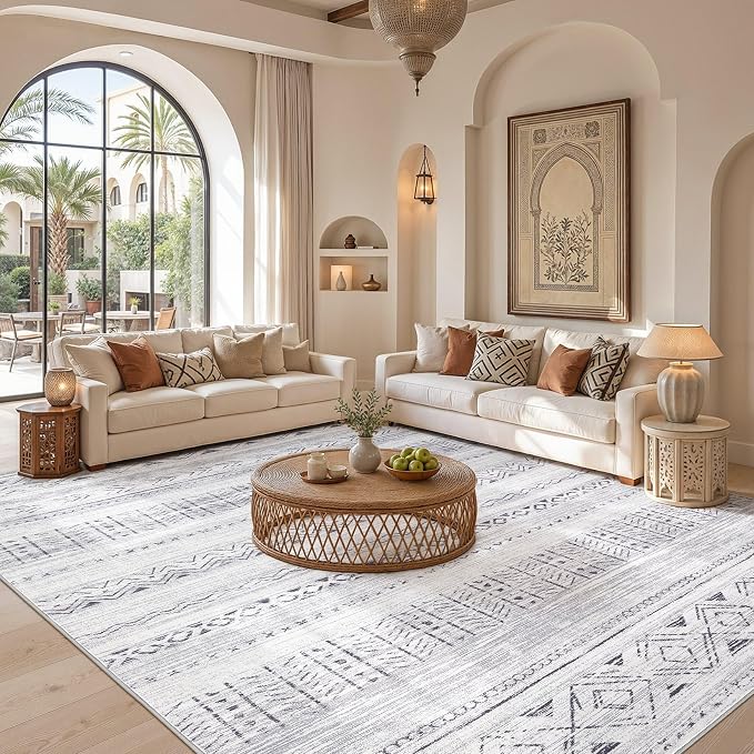 cotiled Washable Area Rugs Boho Living Room Rug Non Slip | Solve Modern Neutral - Image 5