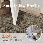 3x5 Brown Retro Floral Washable Area Rug - Image 8