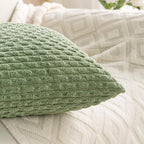 Set of 4 Sage Green Decorative Throw Pillow Covers 18x18 Inch Corduroy Pillow - Image 7