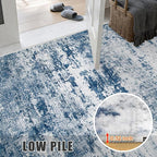 3x14 Washable Runner Rug：Modern Abstract Kitchen Soft Carpet Blue | - Image 7