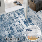 3x8 Washable Runner Rug：Modern Abstract Kitchen Soft Carpet Blue | - Image 7