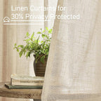 Natural Linen Blended Curtains for Living Room 2 Panels Semi Sheer | Light - Image 5