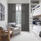 90 Inch Charcoal Gray Pleated Linen Light Filtering Memory Trained Curtains | - Image 7