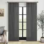 102 Inches Pinch Pleated Light Filtering Linen Charcoal Grey Curtains 50W | by Twodrapes