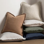 MIULEE Boho Linen Fringe Decorative Fall Throw Pillow Covers Brown 16x16 | Set - Image 5