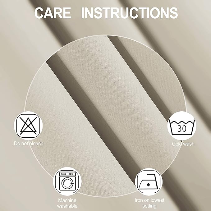 Light Beige Thermal Blackout Curtains/42 x 84 Inch/Set of 2 Panels Room - Image 4
