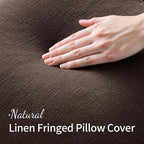 MIULEE Linen Fringe Decorative Fall Throw Pillow Covers Dark Brown 18x18 | Set - Image 3