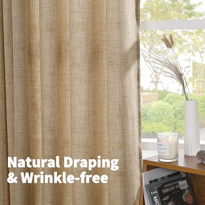 YoungsTex Burlap Toffee Curtains 68 Inch Length - Image 6
