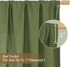 Short Olive Green Linen Curtains 48 Inch - Image 3