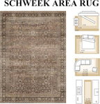 Schweek 8x10 Brown Area Rugs Washable Vintage Large Rug - Image 2