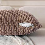 Set of 4 Light Brown Decorative Throw Pillow Covers 22x22 Inch Corduroy Pillow - Image 3