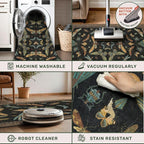3x8 Green and Black Wide Hallway Runner Rugs - 8ft Washable Kitchen Floor Mats - Image 4