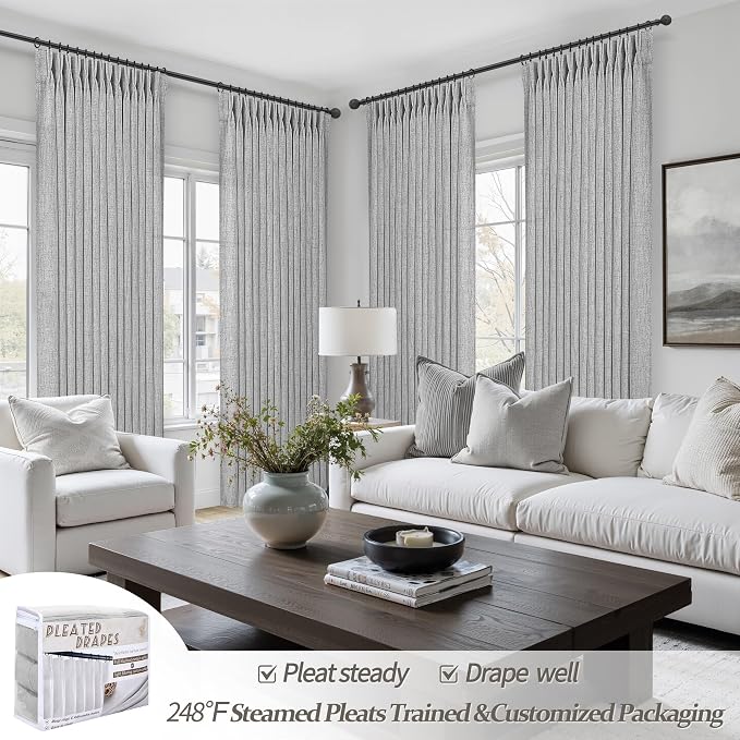 Light Gray Semi Sheer Viral 90 Inch Long Curtains - Image 5