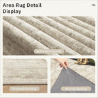 Soalmost Washable Half Circle Round Rug 2x3 Beige Small Half Moon Rug Entry | - Image 6
