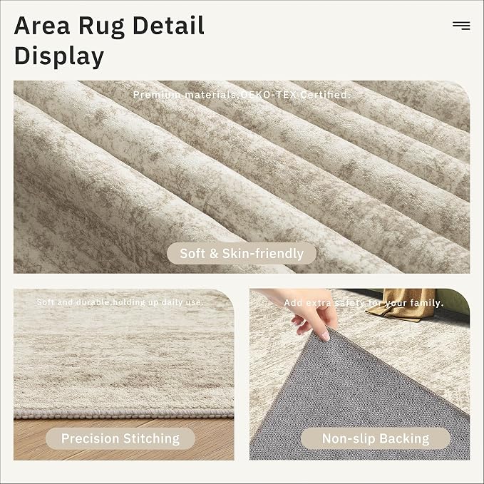Soalmost Runner Rug 2x5 Washable Non-Slip Kitchen Entry Runners Beige | Soft - Image 6