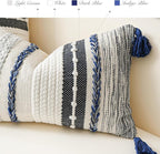 Navy Dark Blue Boho Decorative Lumbar Pillow Cover 14x36, Long Body Pillow - Image 3