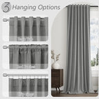 Dark Grey 100% Blackout Linen Curtains 90 Inch Length 2 Panels Set - Image 6