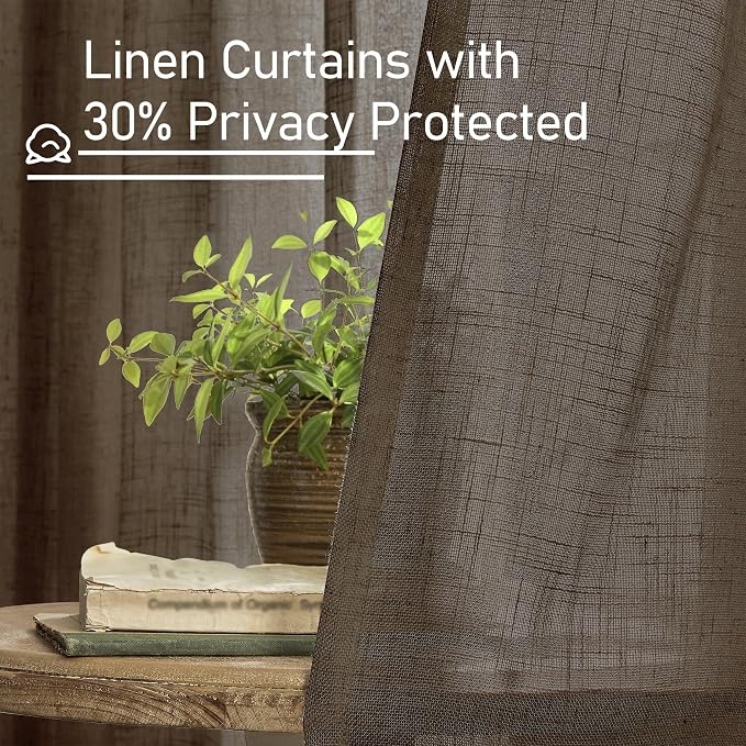 Brown Linen Curtains 63 Inch Length - Image 6