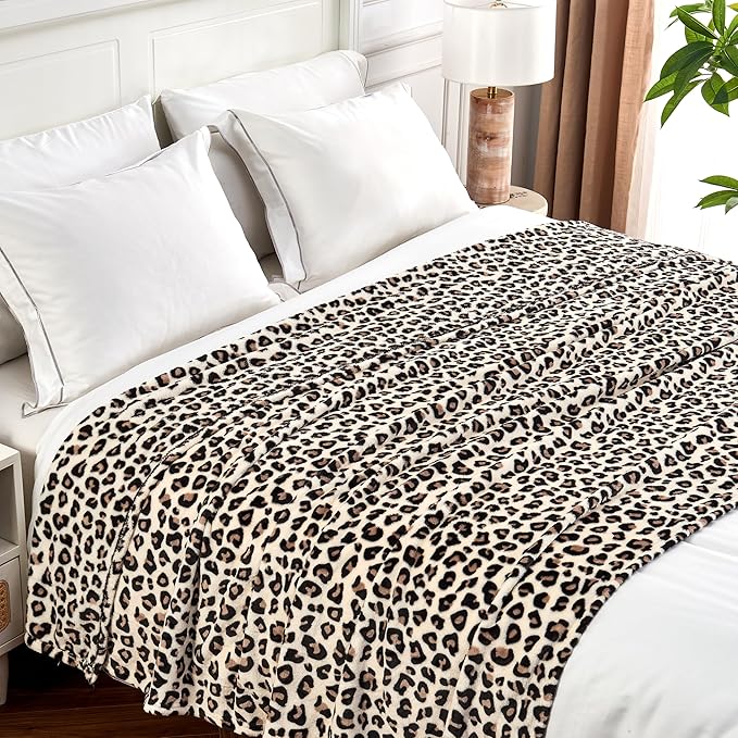 Edenleaf Leopard Print Blanket Fleece Throw - Image 3