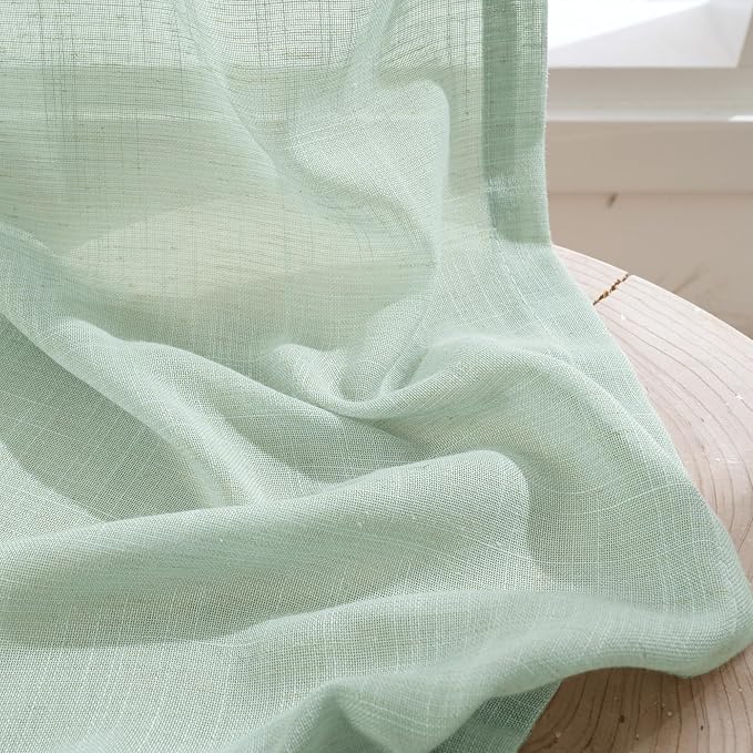BGment Sage Green Linen Curtains 36 Inch Length - Image 7