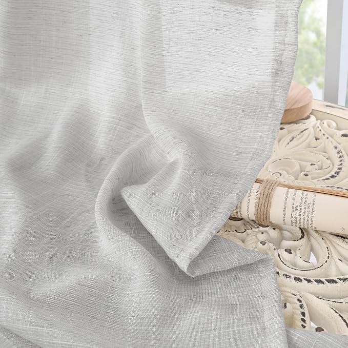 BGment Light Grey Short Linen Curtains 36 Inch Length - Image 7