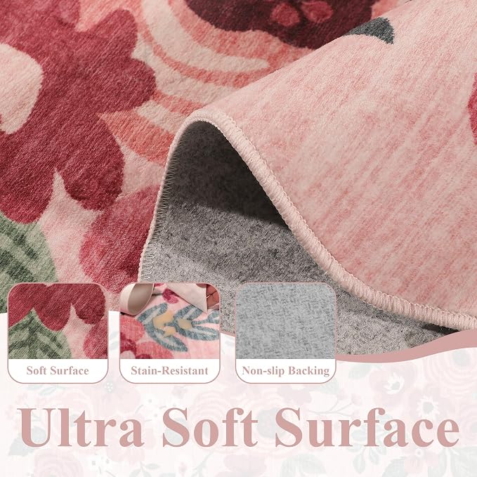 DUKINO 2x6 Runner Rug, Floral Washable Rug - Image 8
