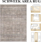 Schweek 6x9 Area Rug Washable Neutral Rug Non Slip - Image 2